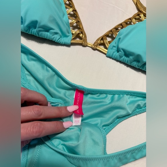 Victoria's Secret Blue and Gold Bikini Set with Triangle Top - Picture 5 of 5